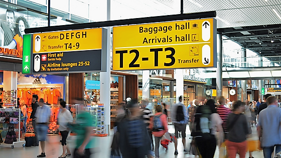 travellers and tourists at the airport