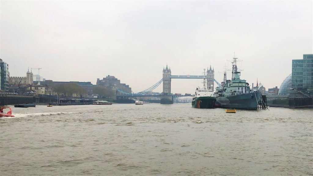 Ships cross the Tower bridge