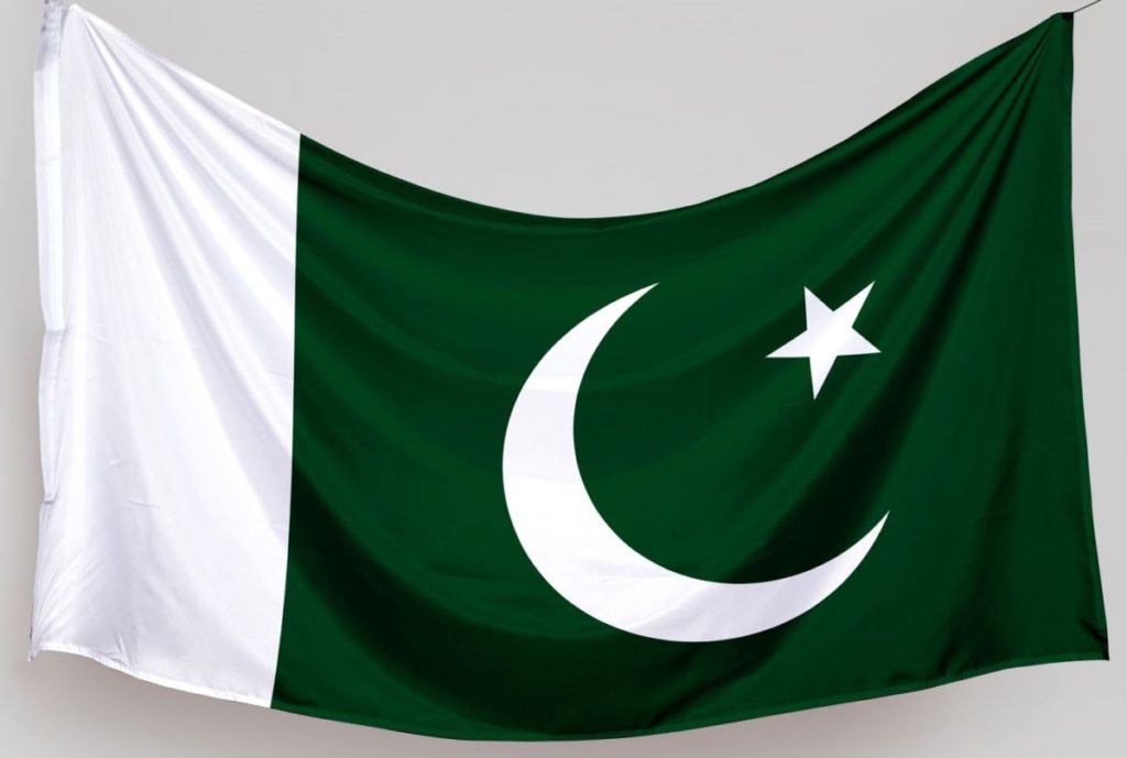 Flag of Pakistan display in cloth fabric